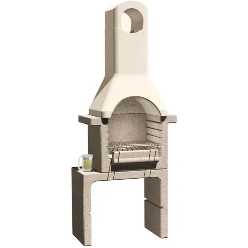 Holzkohlegrill mit Schornstein aus Beton