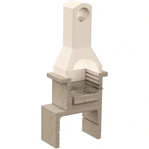 Holzkohlegrill mit Schornstein aus Beton