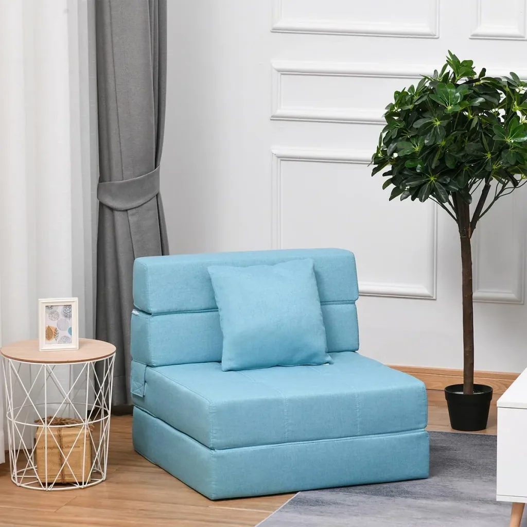 Schlafsessel Schlafsofa Sofabett Einzelsofa mit Waschbarem Kissen Blau 70cm x 70cm x 61cm