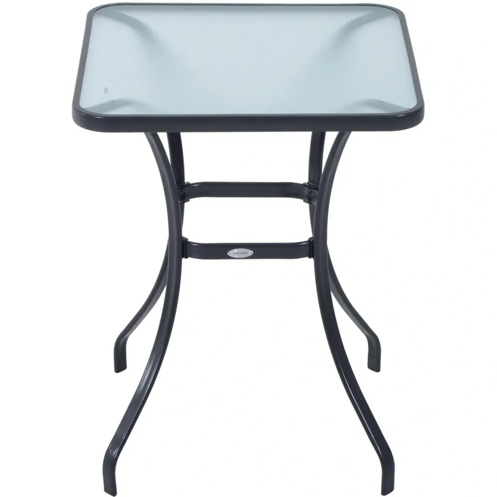 Gartentisch Bistrotisch Hartglas Metall 68,5x68,5cm Schwarz