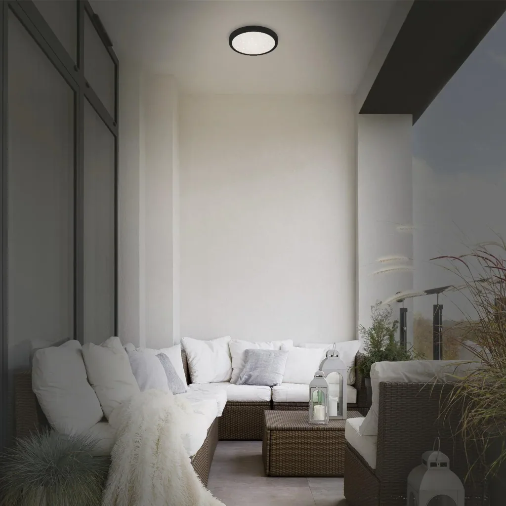 LED Außenleuchte mit Sternencover und schwarzem Metallrahmen, IP44, 18,5 Watt, 2.000 lm, 4.000 K