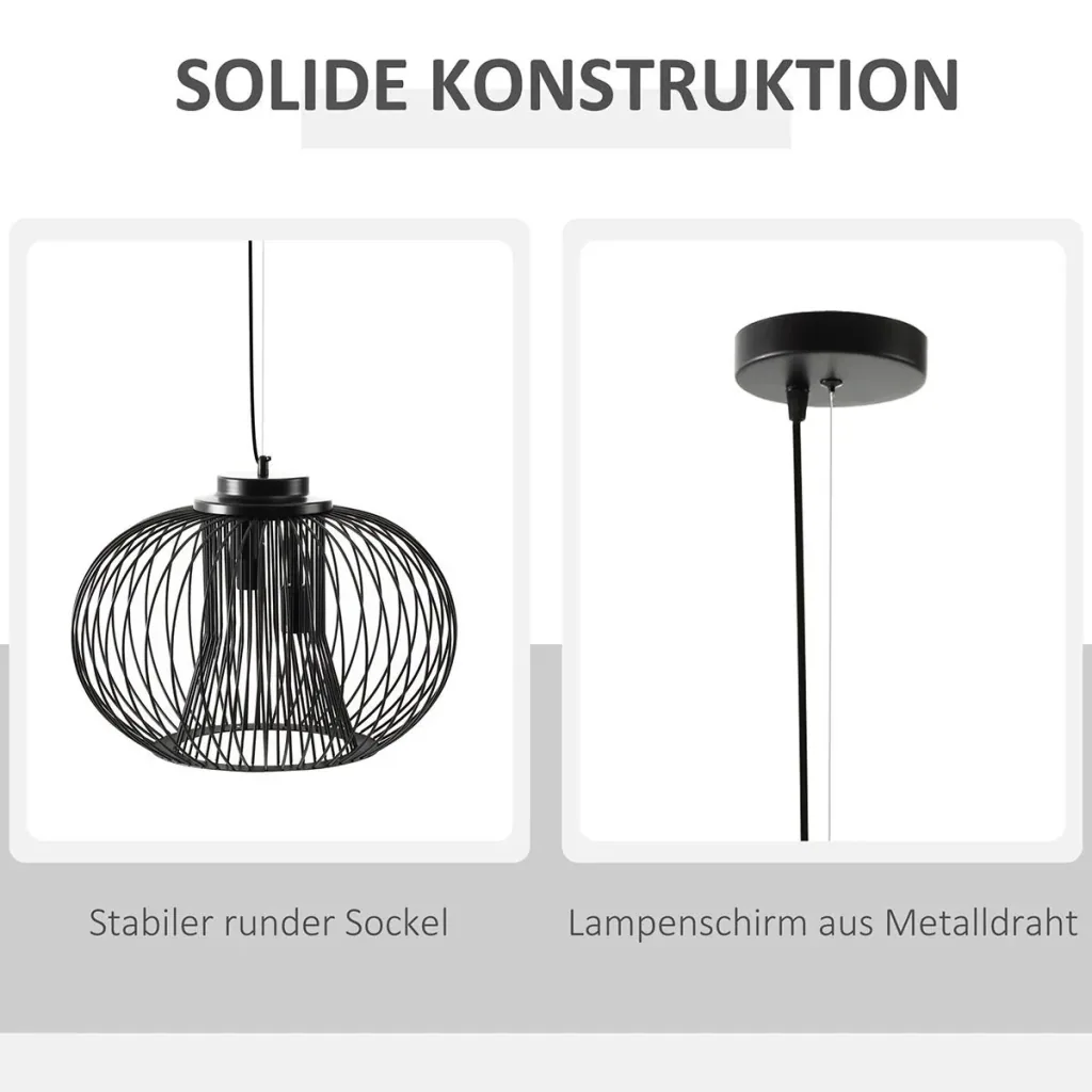 Pendelleuchte Hängelampe Deckenleuchte industriell Stil Kugelpendel Deckenstrahler E27 einstellbare Länge Metall Schwarz