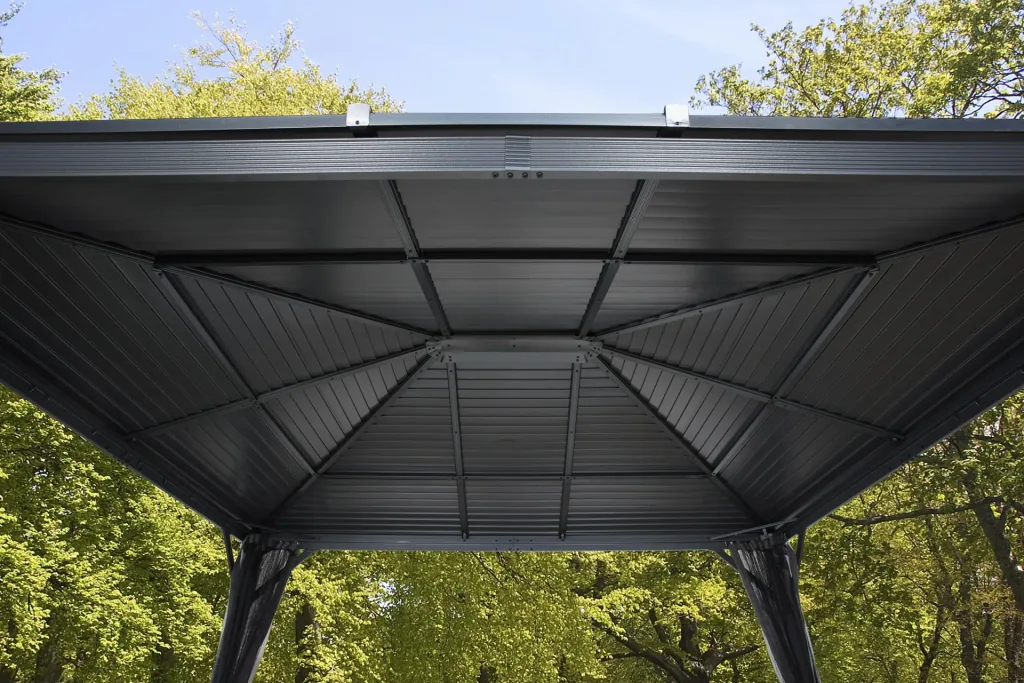Sojag Pavillon Ventura 1010 295,5×295,5×260,5 cm Basaltgrau – Alu-Pavillon mit Stahldach