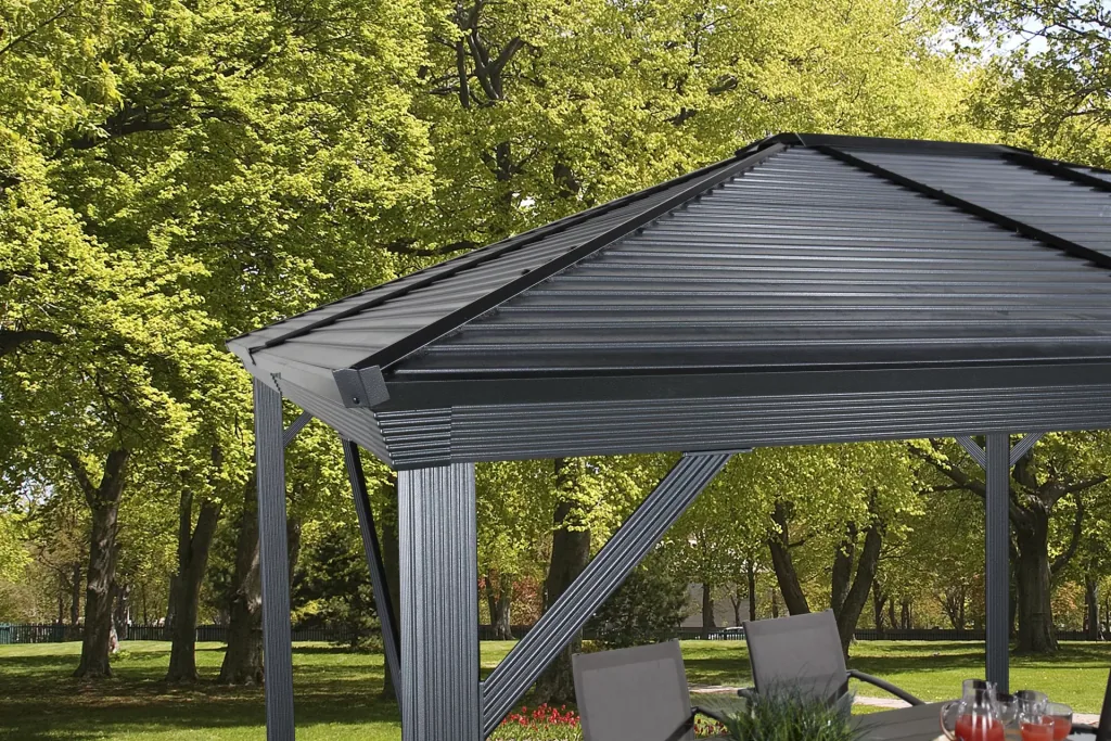 Sojag Pavillon Ventura 1010 295,5×295,5×260,5 cm Basaltgrau – Alu-Pavillon mit Stahldach