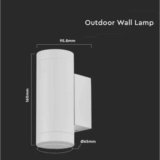VT-11015 Wandleuchte außen Up/Down - GU10 - Aluminium - Weiß - IP44
