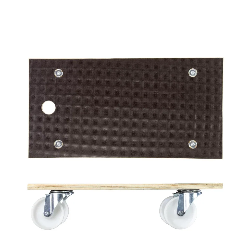 Transporthilfe MM 1111, 57,5 x 30 x 13,5 cm, harte Rollen Ø 100 mm, Rollenlager, Platte Maxigrip FSC®, Tragkraft 400 kg