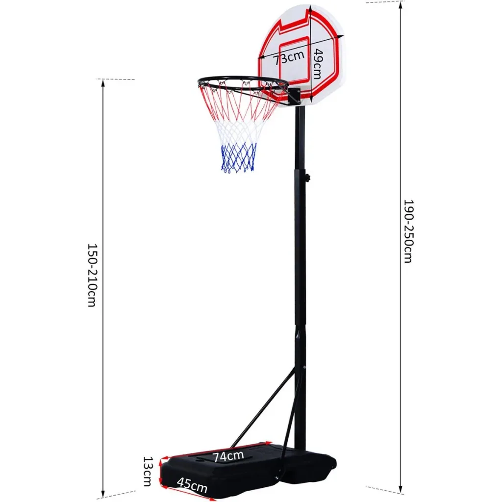 Kinder Basketballkorb mit Ständer schwarz/weiß/rot
