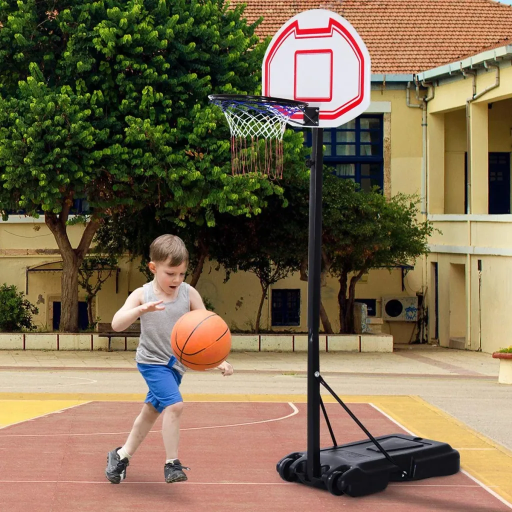 Kinder Basketballkorb mit Ständer schwarz/weiß/rot