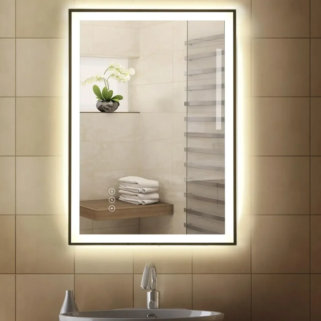 LED-Spiegel mit Touch-Schalter silber