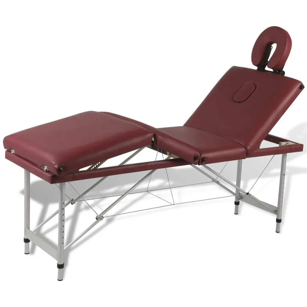 Zusammenklappbare Massageliege mit Aluminiumrahmen (vierteilig / rot)