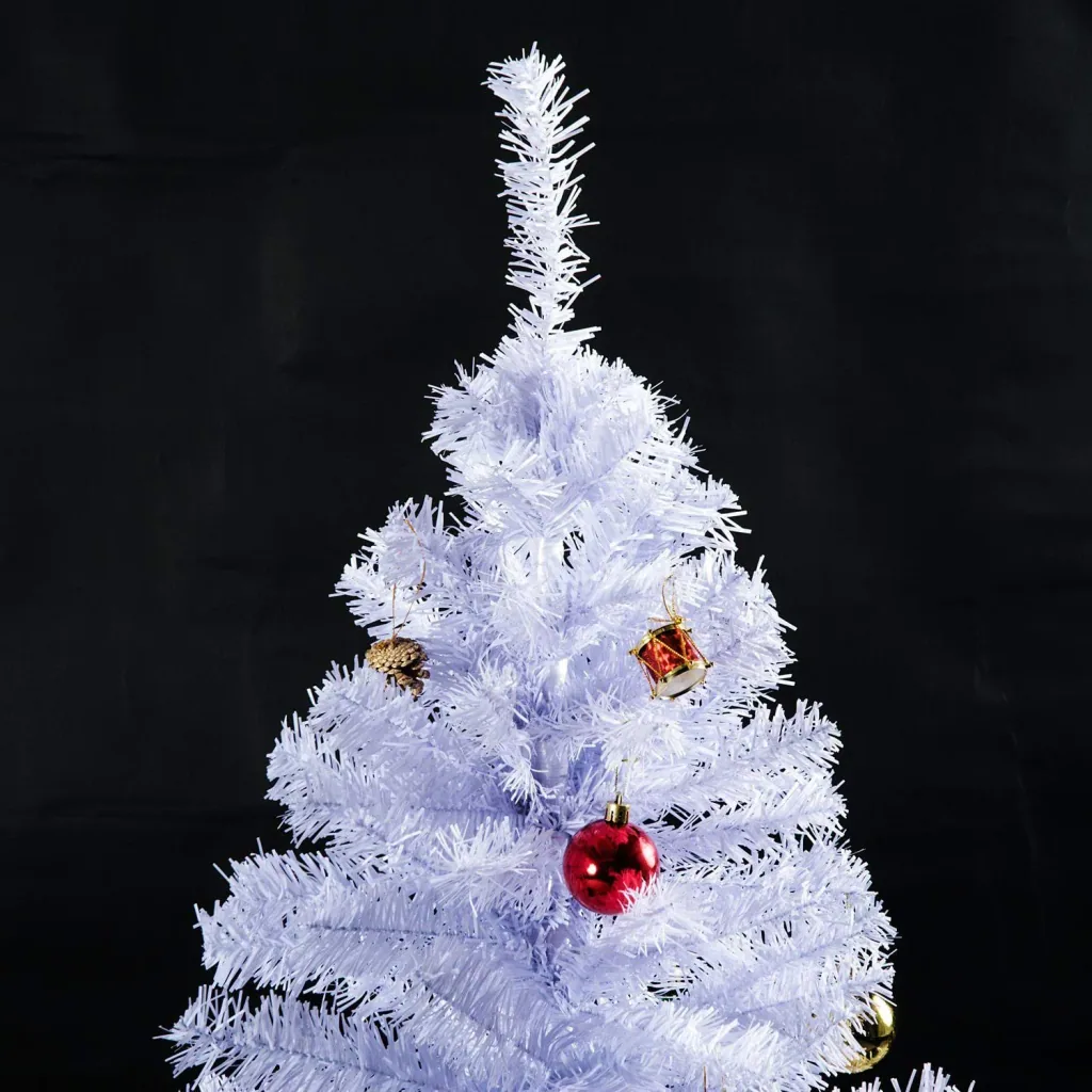 Weihnachtsbaum Christbaum mit Ständer 150cm Weiß inkl. Dekor