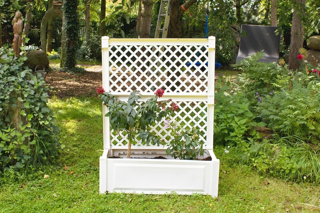 Pflanzkasten 100 cm + Spalier, weiß
