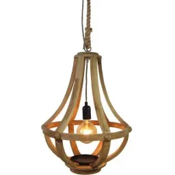 Hängelampe Merwede brun Holz einstellbar 60W E27