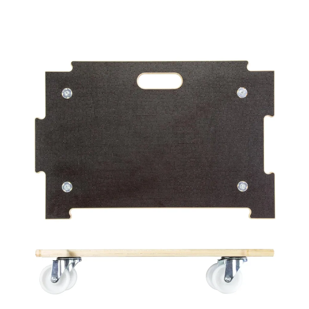 Transporthilfe MM 1383, 59 x 39 x 11 cm, harte Rollen Ø 75 mm, Rollenlager, Platte Maxigrip FSC®, Tragkraft 250 kg