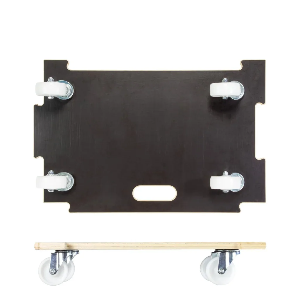 Transporthilfe MM 1383, 59 x 39 x 11 cm, harte Rollen Ø 75 mm, Rollenlager, Platte Maxigrip FSC®, Tragkraft 250 kg