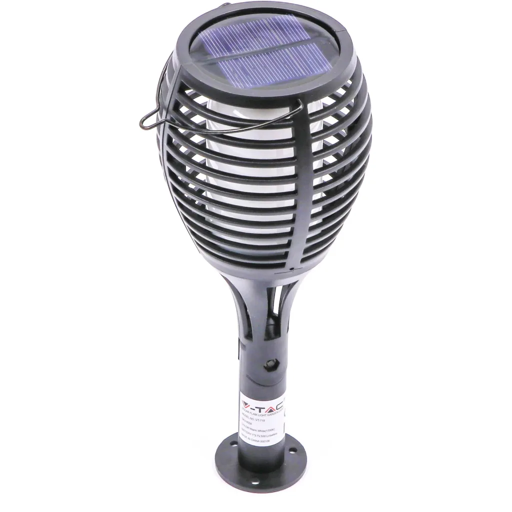 VT-719 Solarlampen-Taschenlampe mit beweglicher Flamme und Dämmerungssensor