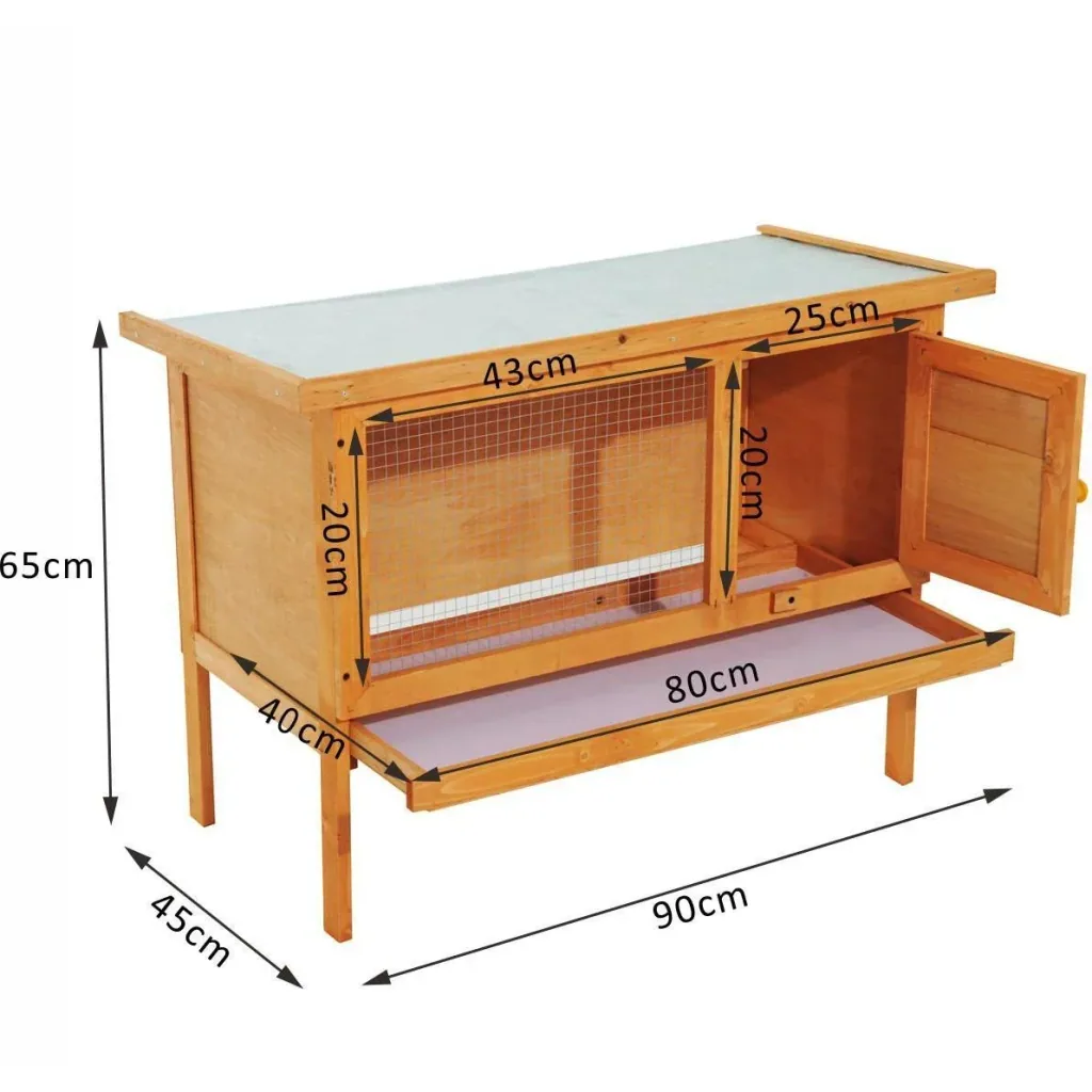Hasenstall Kaninchenstall Holz 90x45x65cm