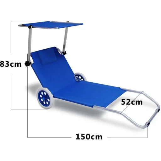 Liege Mobile Kreta-Blau Aluminium mit 2 Rädern