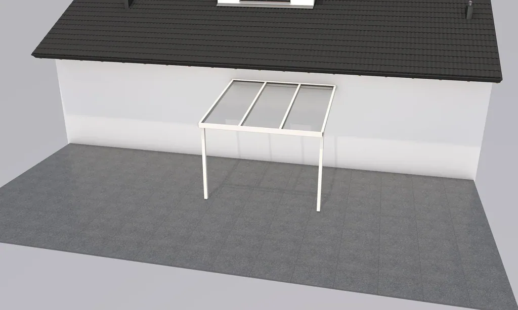 Terrassendach Premium, weiß, 3094 x 3060 mm - 10mm Verbundsicherheitsglas (VSG)