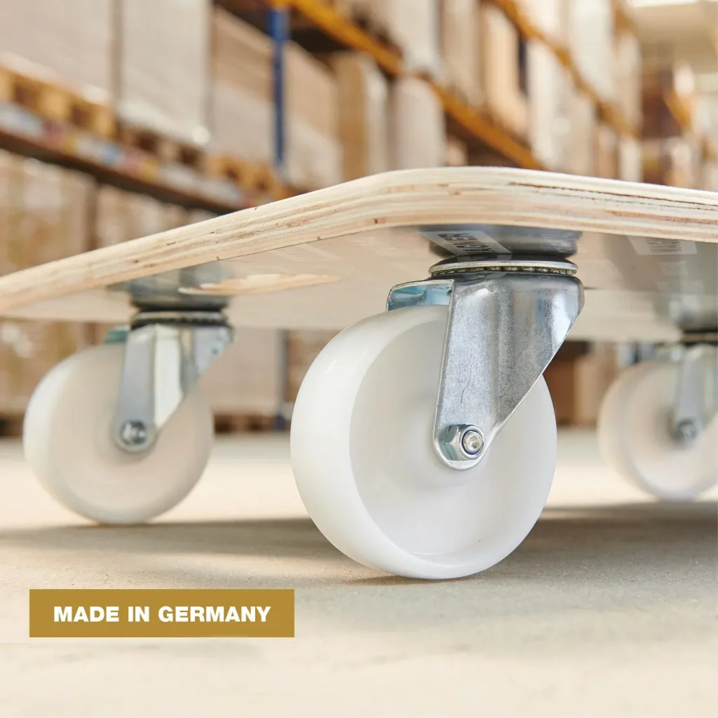 Transporthilfe MM 1113, 59 x 49 x 13,5 cm, harte Rollen Ø 100 mm, Rollenlager, Platte Maxigrip FSC®, Tragkraft 400 kg