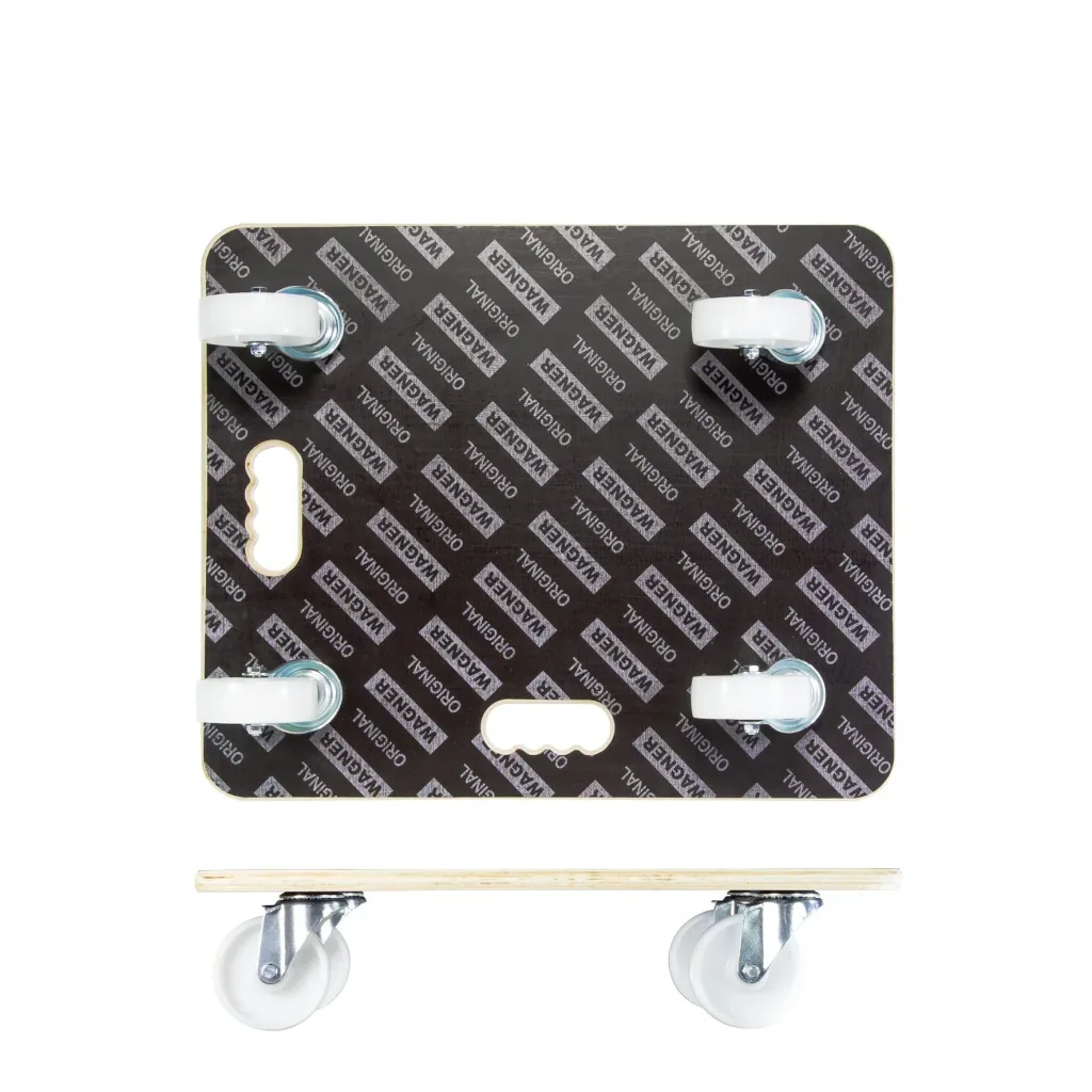 Transporthilfe MM 1113, 59 x 49 x 13,5 cm, harte Rollen Ø 100 mm, Rollenlager, Platte Maxigrip FSC®, Tragkraft 400 kg