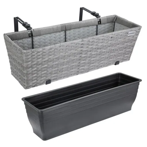 Polyrattan-Pflanzgefäß - 2er-Set - grau