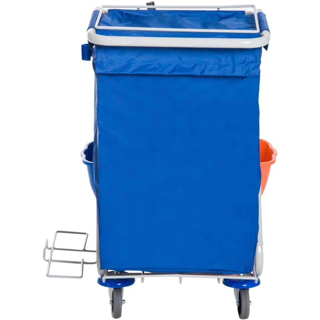 Putzwagen Reinigungswagen 4 Fahreimer mit Rollen Blau-Orange