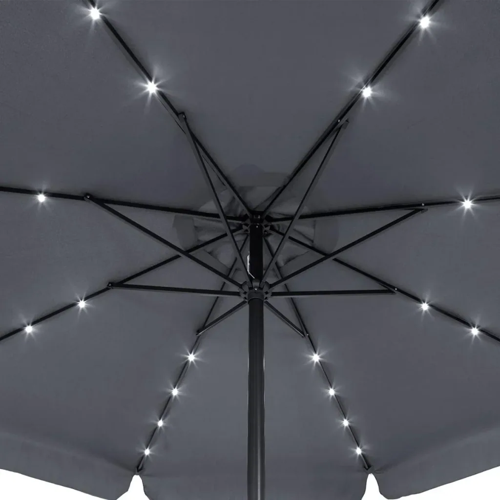 Sonnenschirm Athen mit LED-Beleuchtung anthrazit - Ø 3,3m