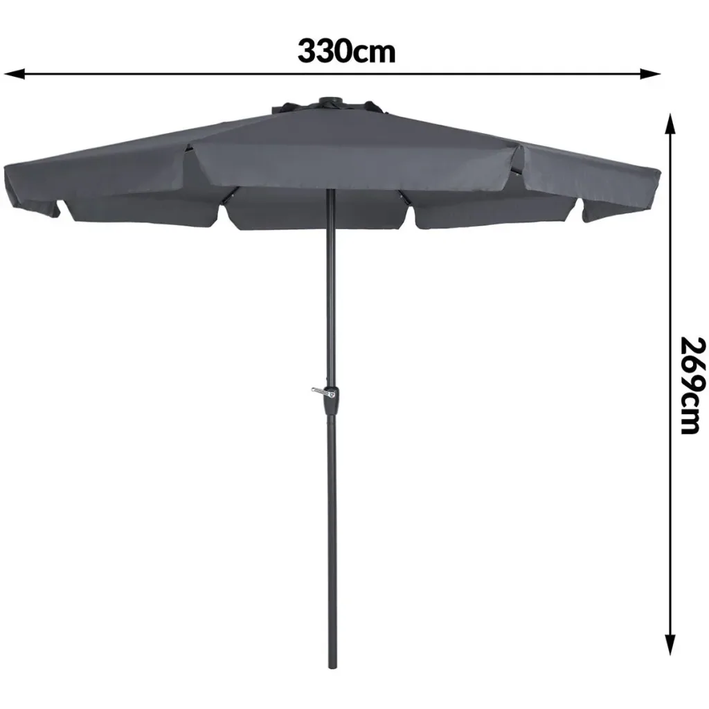 Sonnenschirm Athen mit LED-Beleuchtung anthrazit - Ø 3,3m