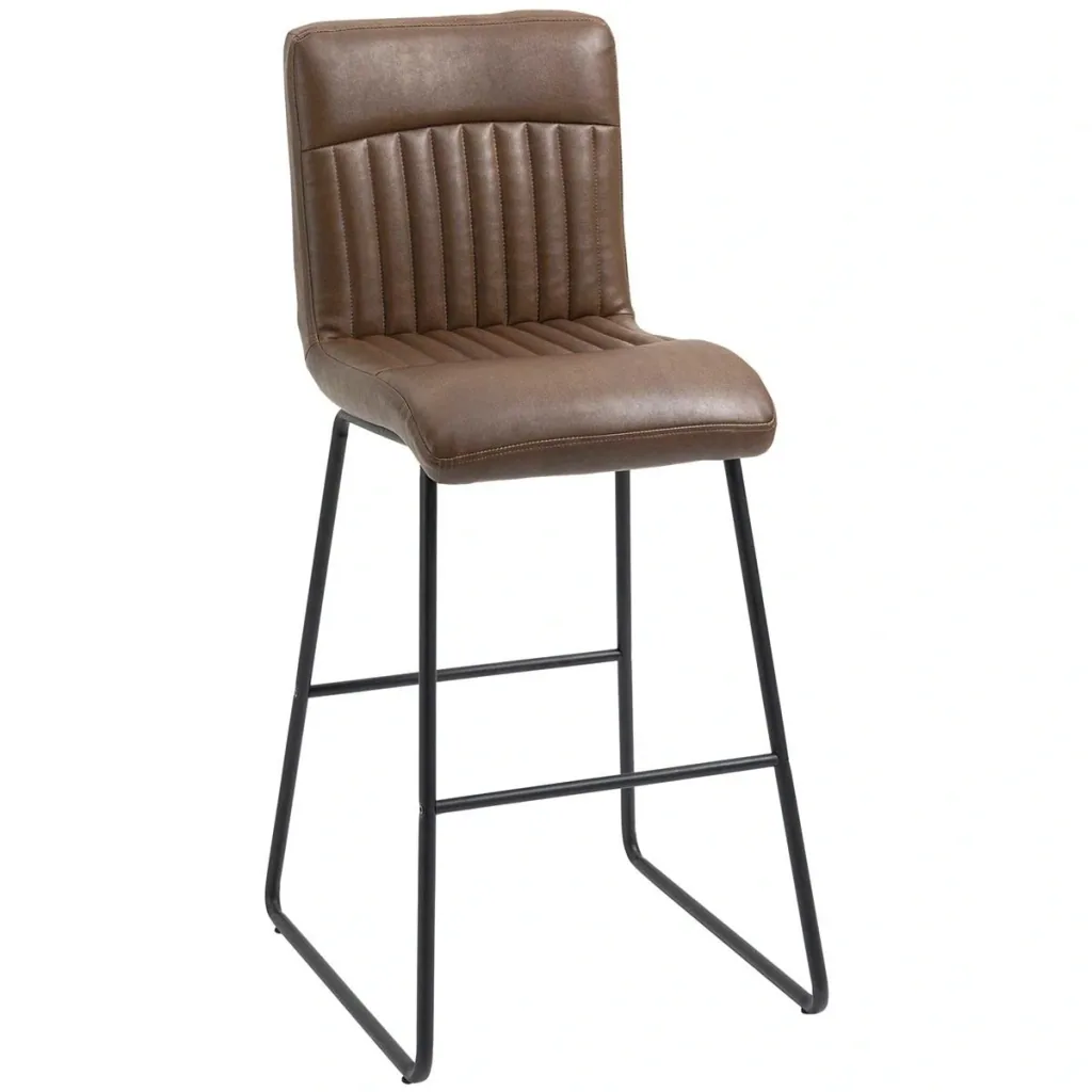 Barhocker Barstühle mit Rückenlehne Esszimmerstühle PU-Kunstleder Schaumstoff Metall Braun+Schwarz 54 x 57 x 112 cm Ruts