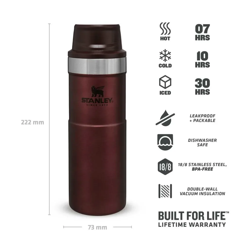 Classic Trigger-Action Travel Mug 0,473 l, Stahl 18/8, Vakuumisoliert, Farbe Wine