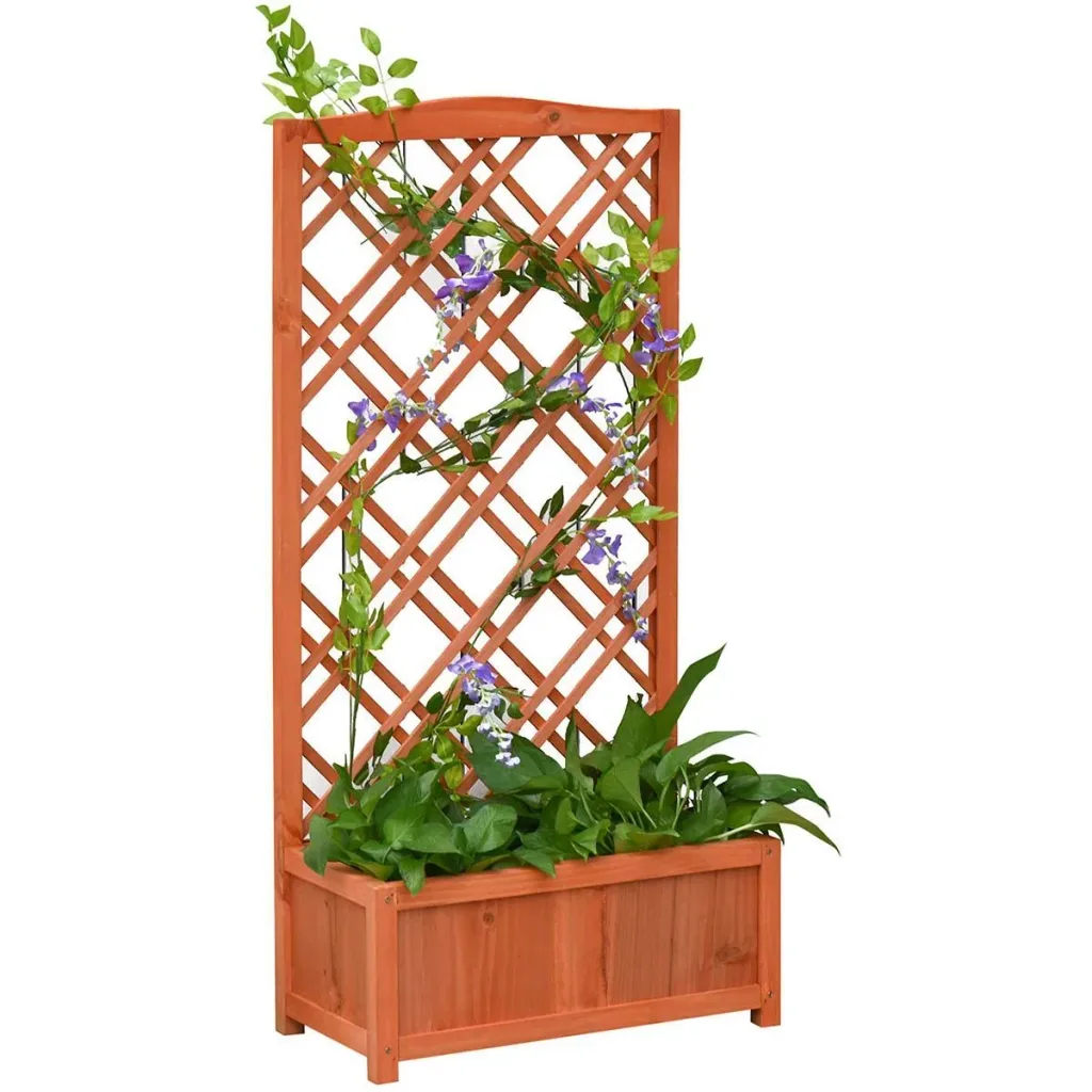 Blumenkasten mit Kletterwand - Holz - 60 x 30 x 122,5 cm