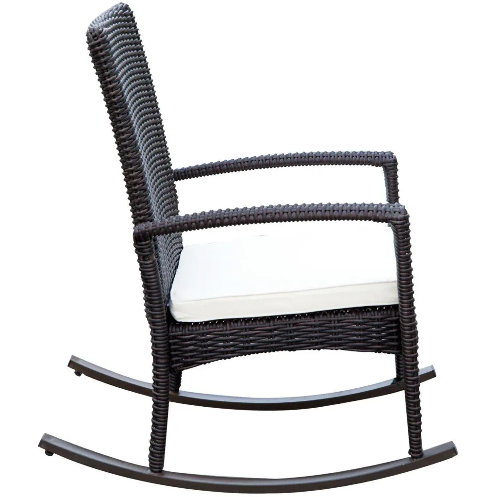 Schaukelstuhl Schwingsessel Polyrattan mit Kissen Braun