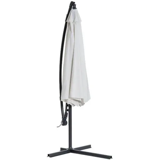 Ampelschirm mit Handkurbel 300cm Rund Stahl Creme