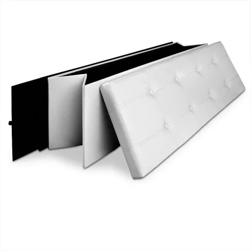 Bank mit Ablage weiß | klappbar | 114 x 40 x 40 cm