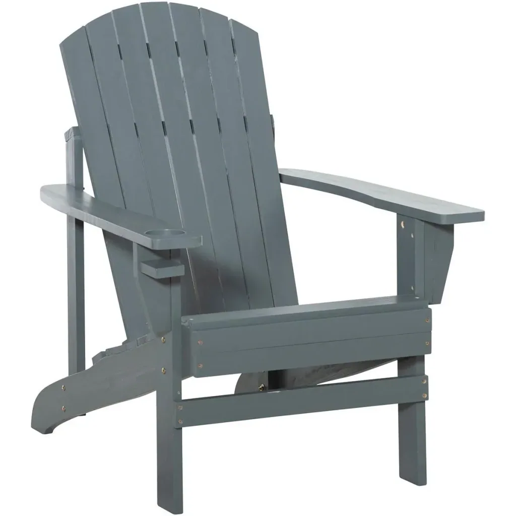 Gartenstuhl mit Becherhalter - Holz - Grau - 97 x 72,5 x 93 cm