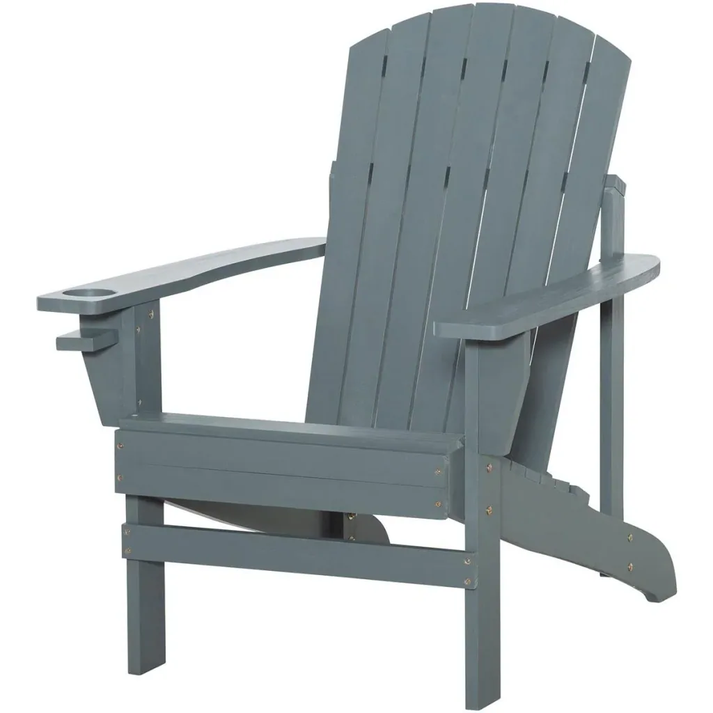 Gartenstuhl mit Becherhalter - Holz - Grau - 97 x 72,5 x 93 cm
