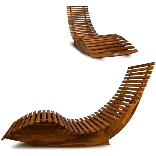 Ergonomische bequeme Liege Schaukel für Garten - Akazienholz FSC zertifiziert - 150x60x93cm