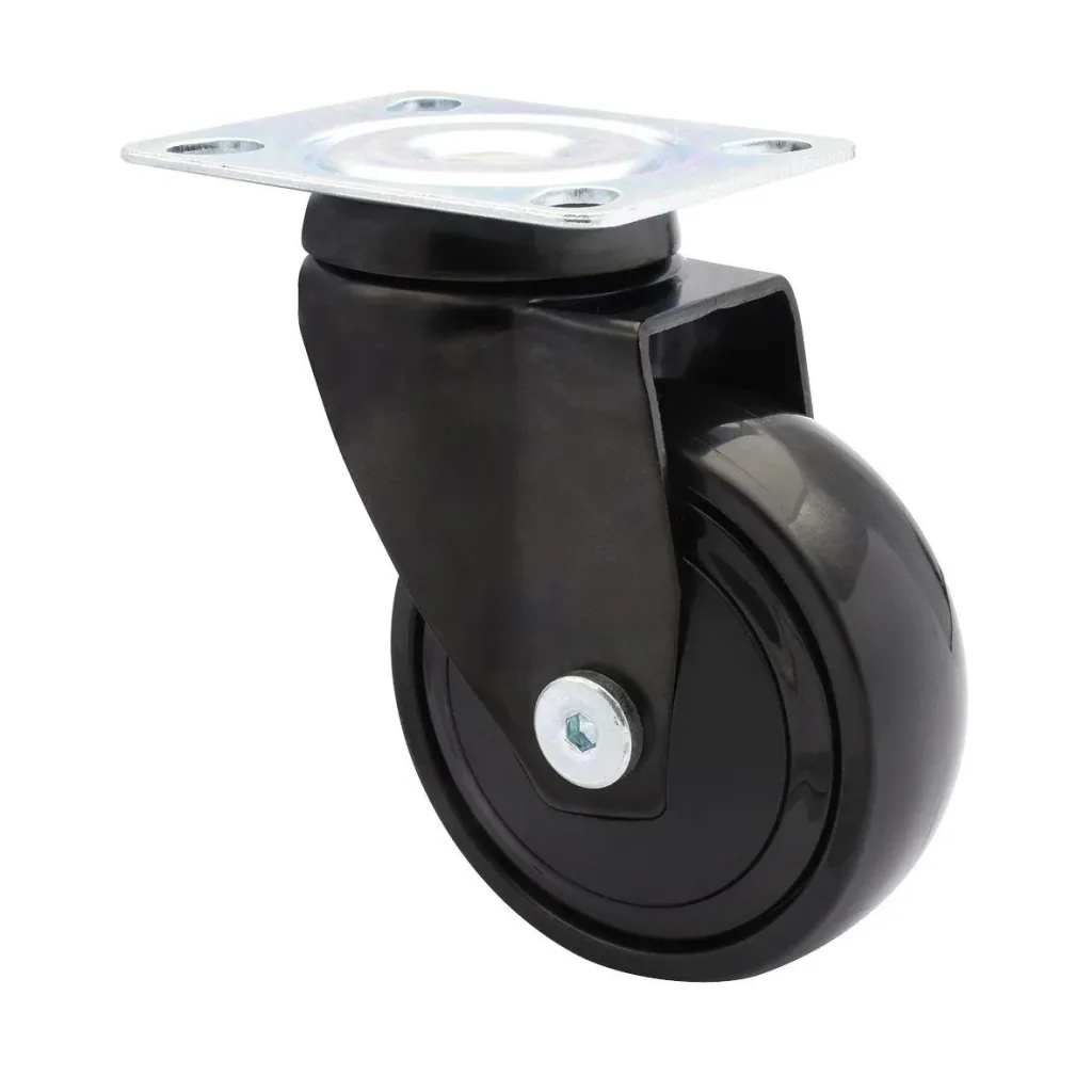 Design 3C Lenkrollen 4 teiliges Set - Ø 75 mm, soft, schwarz, 2 Rollen mit & 2 ohne Feststeller, Tragkraft 75 kg / Rolle