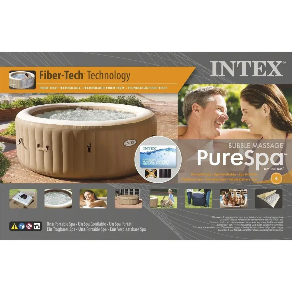 Aufblasbarer Jacuzzi Purespa | 4-Sitzer | Ø196 Cm | PVC | Beige