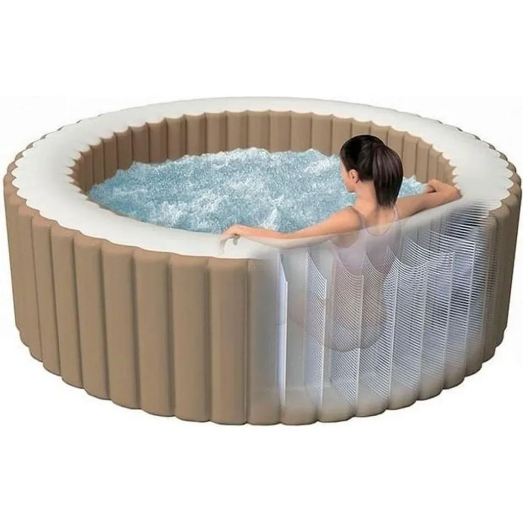 Aufblasbarer Jacuzzi Purespa | 4-Sitzer | Ø196 Cm | PVC | Beige