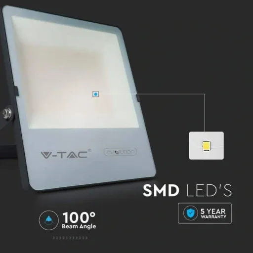 VT-150185 LED-Flutlicht - 150 W - 23600 Lm - 4000K - Schwarz - Extra effizient