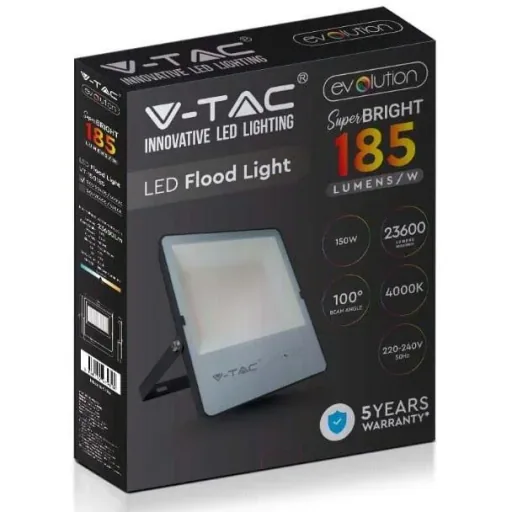 VT-150185 LED-Flutlicht - 150 W - 23600 Lm - 4000K - Schwarz - Extra effizient