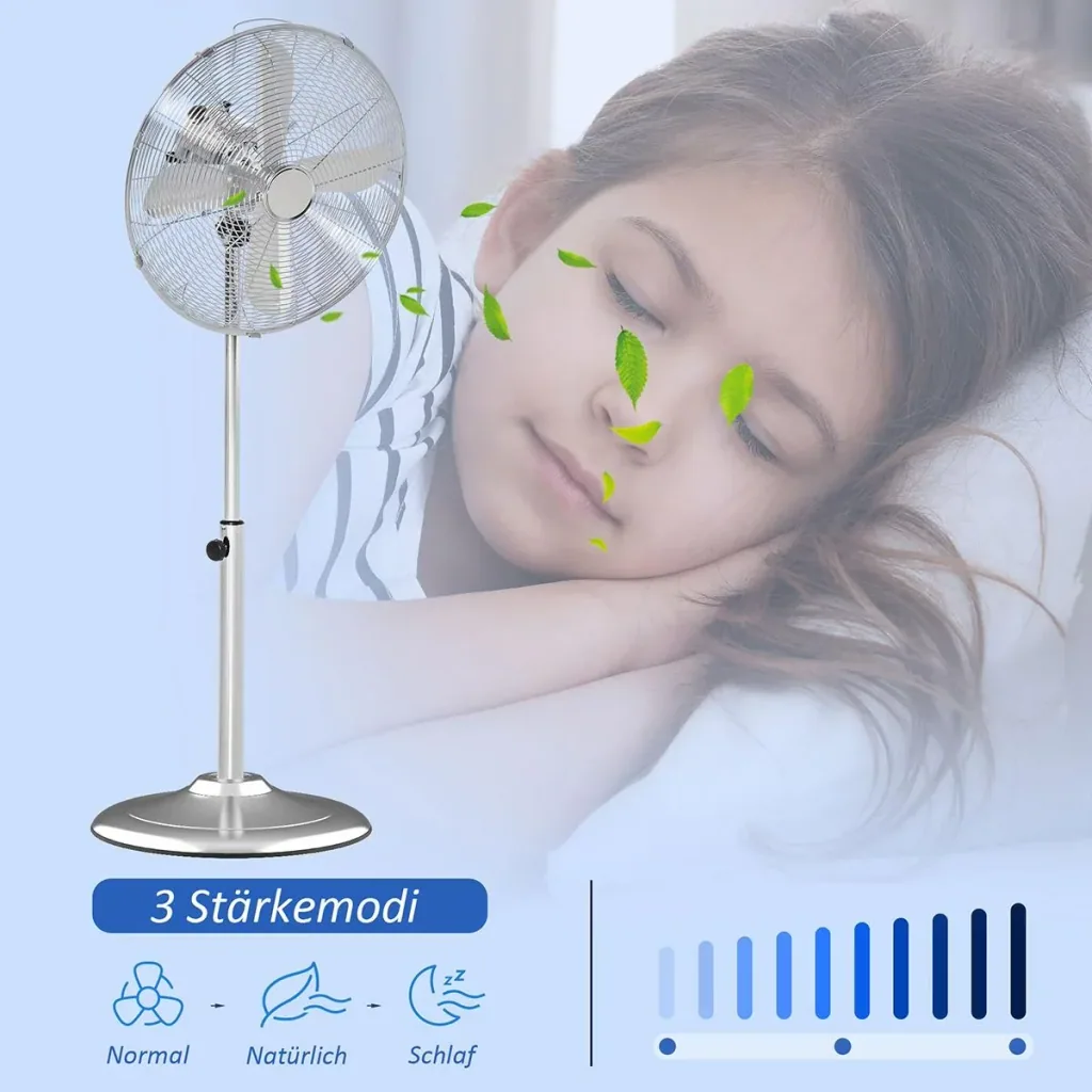 Standventilator mit 3 Geschwindigkeitsstufen silber