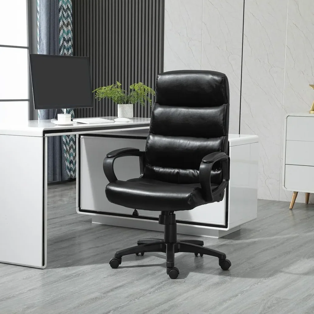 Bürostuhl Drehstuhl mit Rückenlehne Bürosessel Höhenverstellbar PU-kunststoff Schaumstoff Nylon Schwarz 66 x 66 x 107-11