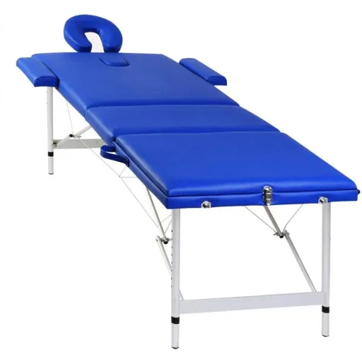 Klappbare Massageliege 3 Zonen mit Aluminiumrahmen (blau)
