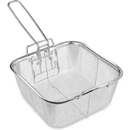 Quadratische Pfanne - Fritteuse - 2-in-1 - mit Korb - Kupfer