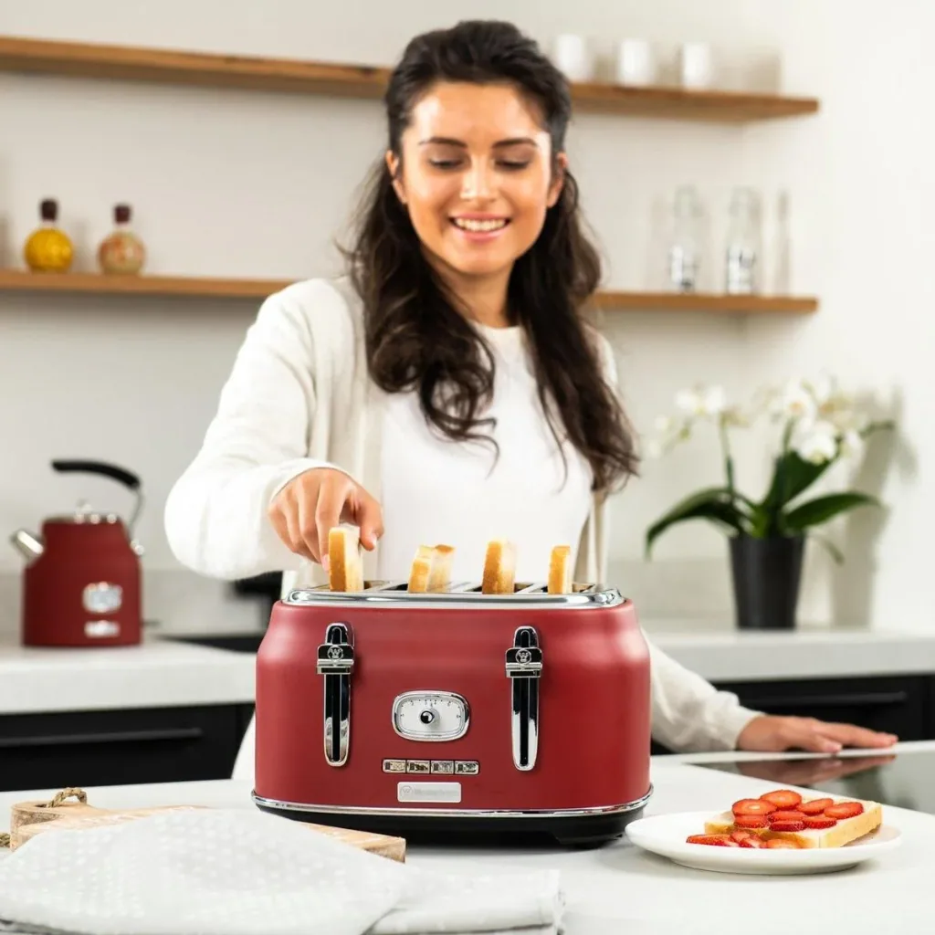 Retro-Toaster - 4-Scheiben-Toaster - Rot