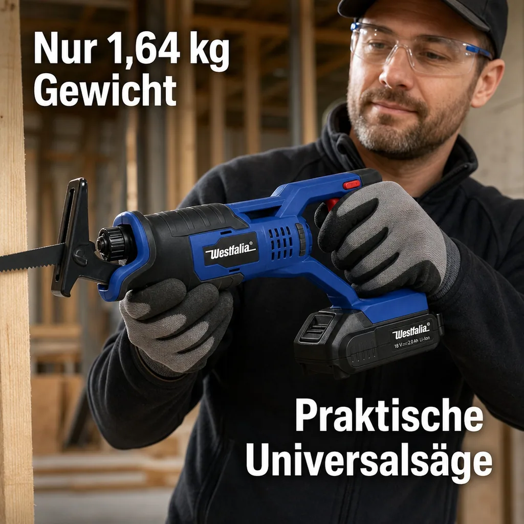 Säbelsäge ASSG18 18 V Li - Ion inklusive Akku 2,0 Ah und Ladegerät