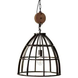 Hängelampe Matrix XL bundesweit Metall met Holz 144 x Ø 48 cm 60W E27